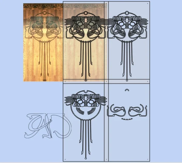 A&D Art Nouveau Wall Border Stencil #205, set of pdf, dxf, svg files - Image 5