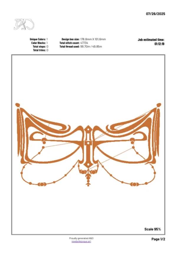 A&D Art Nouveau machine embroidery design #209, machine embroidery pes + pec + exp + jef + dst + pdf file - Image 5