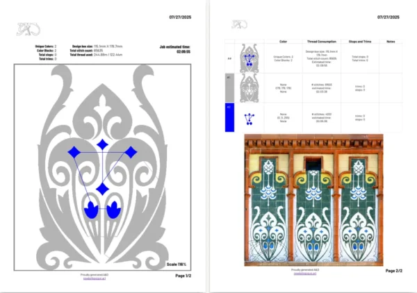 A&D Art Nouveau machine embroidery design #138, footer + header, machine embroidery pes + pec + exp + jef + dst + pdf file - Image 3