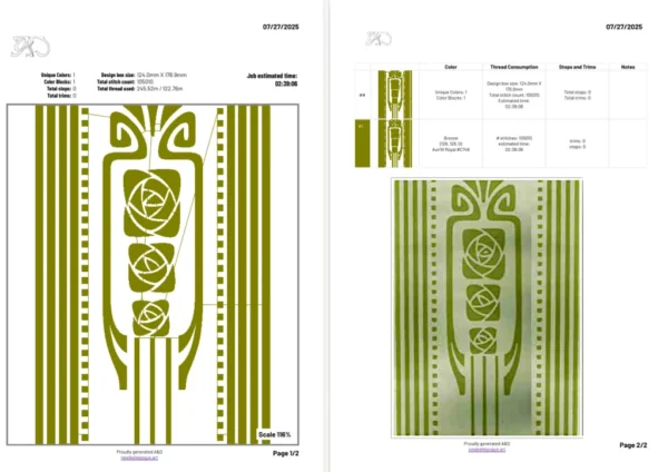 A&D Art Nouveau machine embroidery design #199, machine embroidery pes + pec + exp + jef + dst + pdf file - Image 3