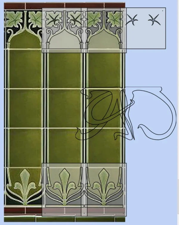 A&D Art Nouveau Wall Border Stencil #108, set of pdf, dxf, svg files - Image 4