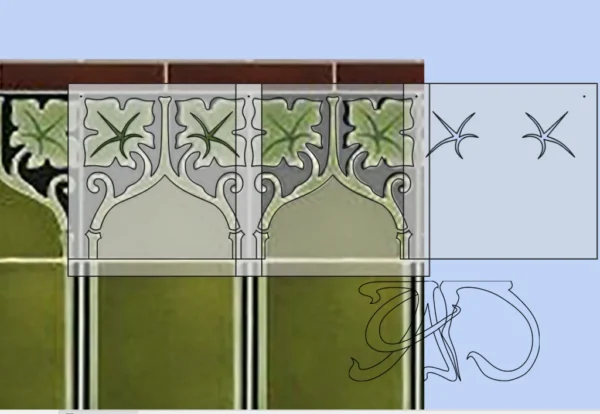 A&D Art Nouveau Wall Border Stencil #108, set of pdf, dxf, svg files - Image 3