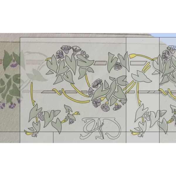 A&D Art Nouveau Wall Border Stencil #114 (header), set of pdf, dxf, svg files - Image 3