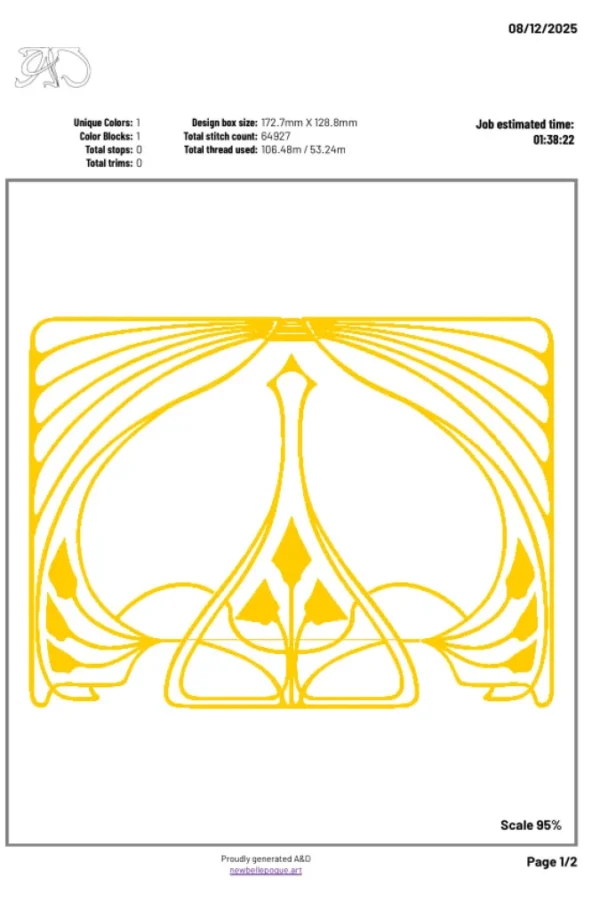 A&D Art Nouveau machine embroidery design #208, machine embroidery pes + pec + exp + jef + dst + pdf file - Image 4
