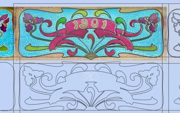 A&D Art Nouveau Wall Border Stencil #225, set of pdf, dxf, svg files - Image 3