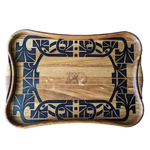 A&D elegant Art Nouveau style tray, Ebony wood inlay
