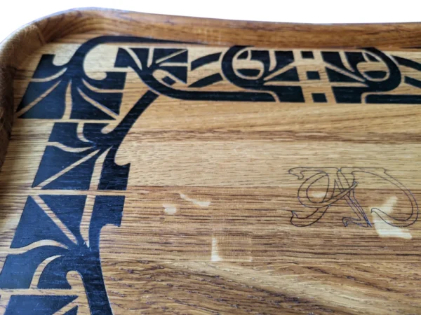 A&D elegant Art Nouveau style tray, Ebony wood inlay - Image 4