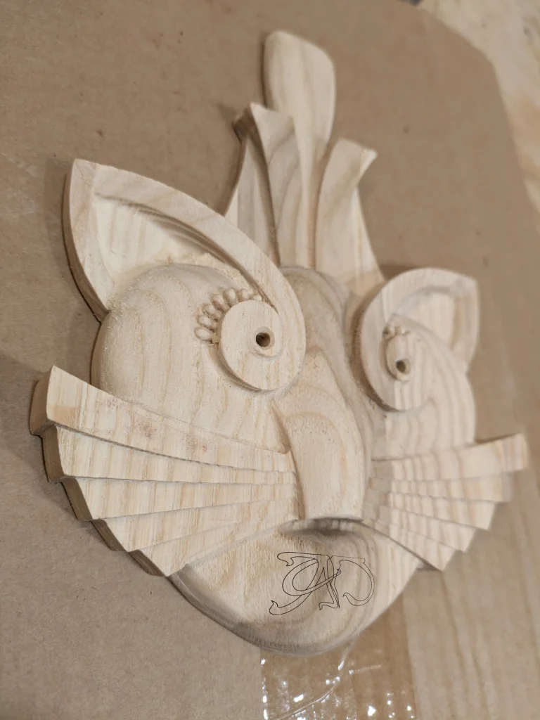 A&D Art Deco bas-relief of a playful cat, Wood decorate a Headboard or Wood decorate a door as cat decor ideas - Image 8