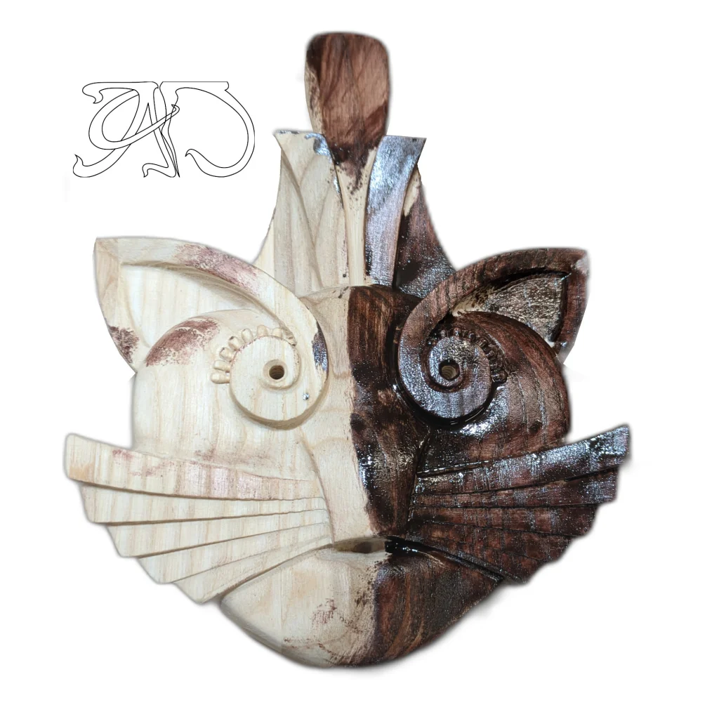 A&D Art Deco bas-relief of a playful cat, Wood decorate a Headboard or Wood decorate a door as cat decor ideas - Image 6