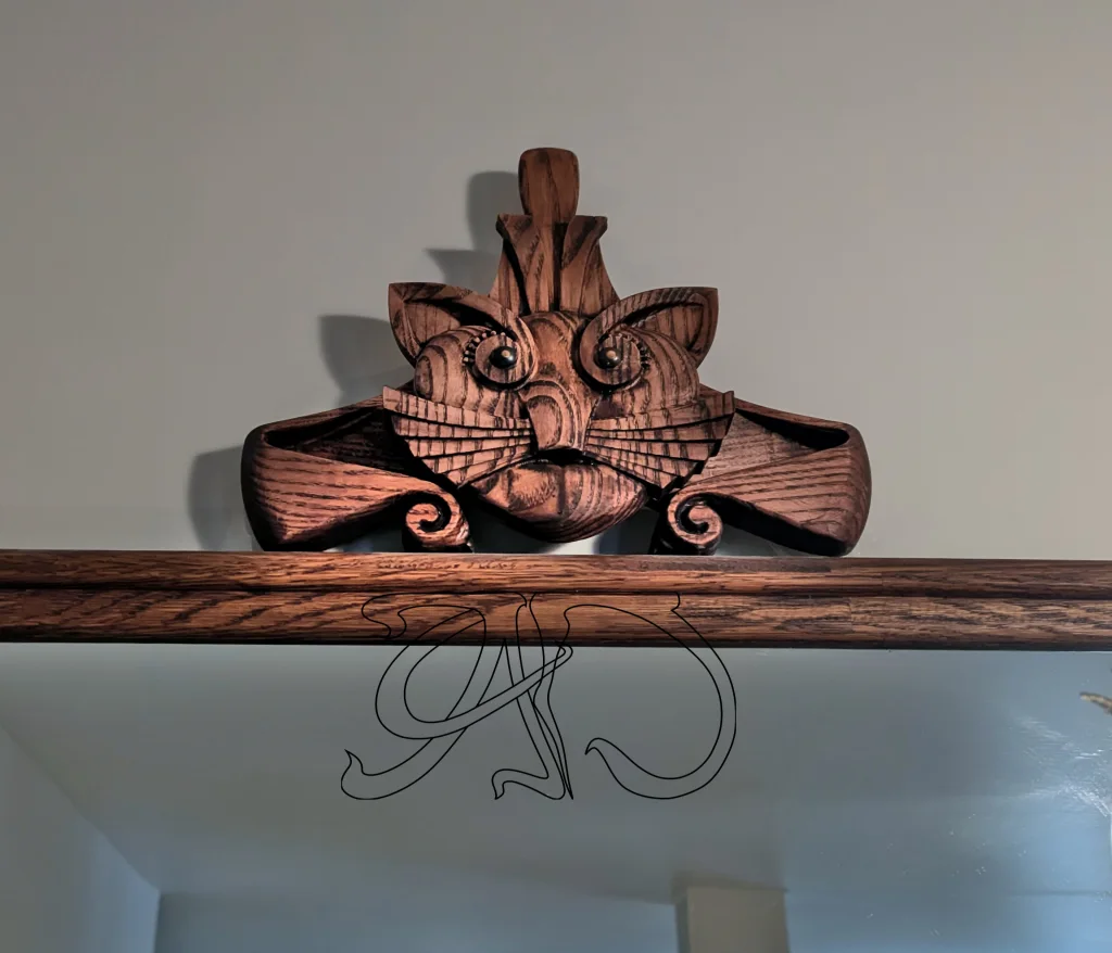 A&D Art Deco bas-relief of a playful cat, Wood decorate a Headboard or Wood decorate a door as cat decor ideas - Image 2