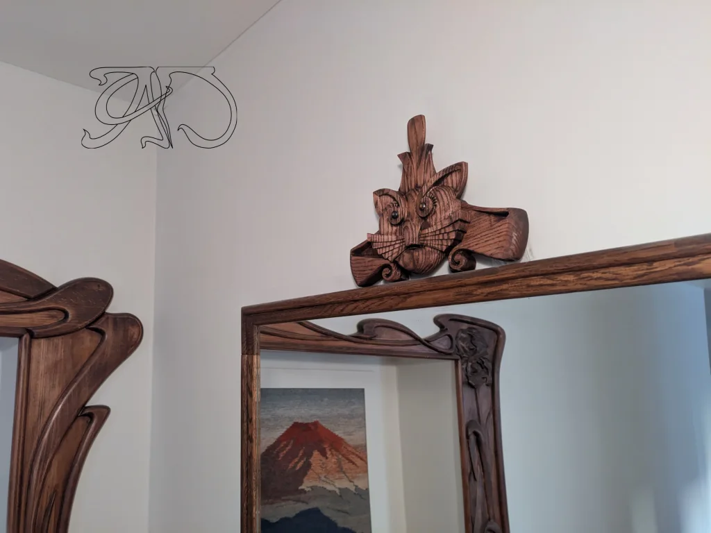 A&D Art Deco bas-relief of a playful cat, Wood decorate a Headboard or Wood decorate a door as cat decor ideas - Image 4