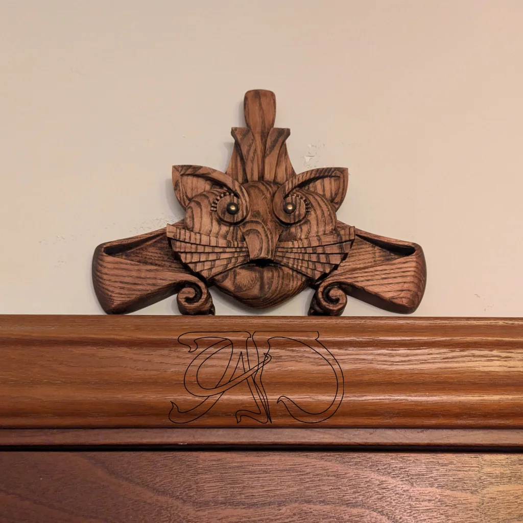 A&D Art Deco bas-relief of a playful cat, Wood decorate a Headboard or Wood decorate a door as cat decor ideas - Image 10
