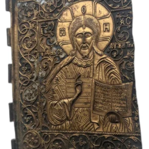 Orthodox medallion depicting “Jesus Pantocrator,” a detail from the central section of the Deesis, 19th century, brass, 3D model